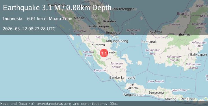 Map of southern Sumatra, Indonesia