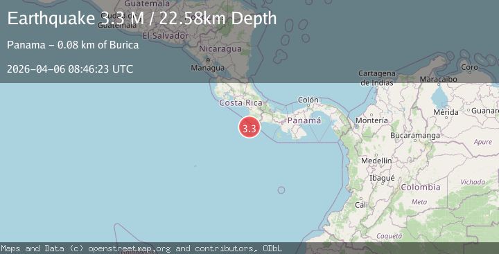 Map of off the coast of Costa Rica