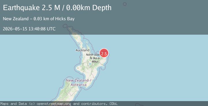 Map of off the east coast of the North Island of New Zealand