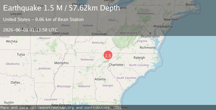 Map of eastern Tennessee