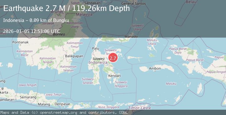 Map of Sulawesi, Indonesia