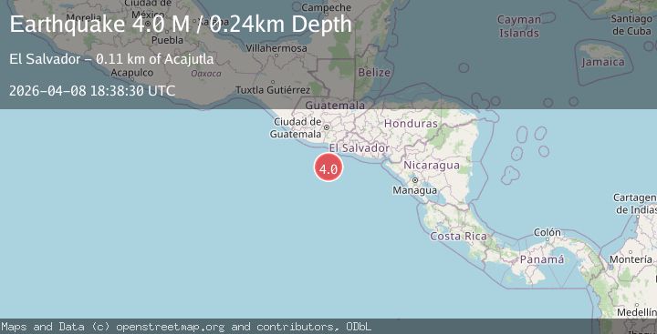 Map of off the coast of Central America