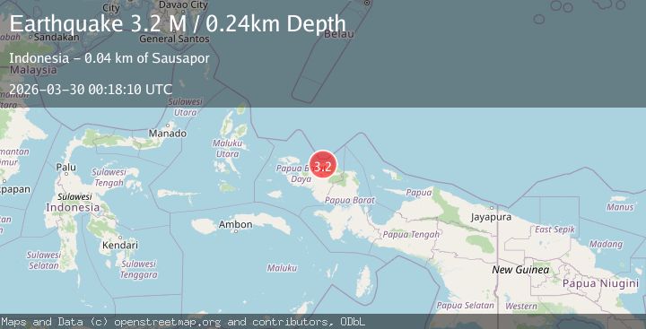 Map of near the north coast of Papua, Indonesia