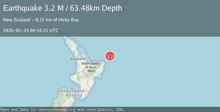 Map of off the east coast of the North Island of New Zealand