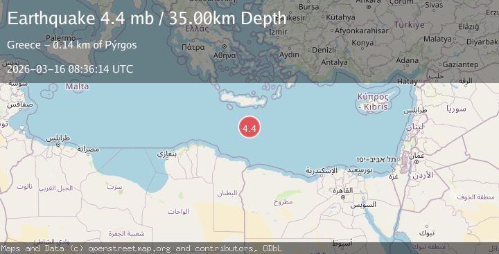 Map of Offshore Crete, Greece