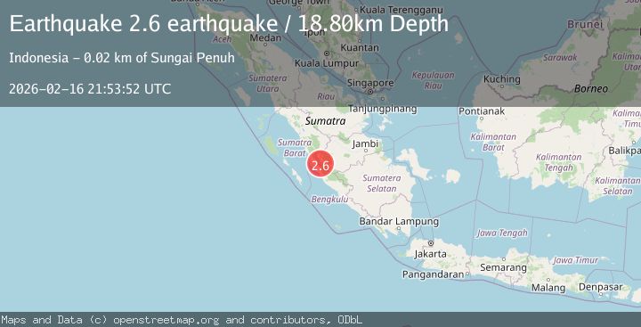 Map of southern Sumatra, Indonesia