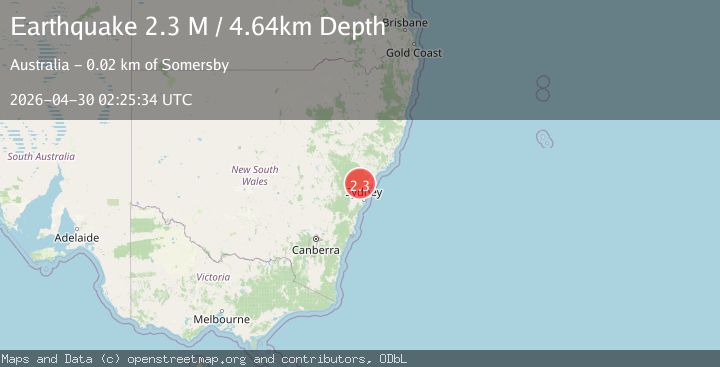 Map of near the southeast coast of Australia