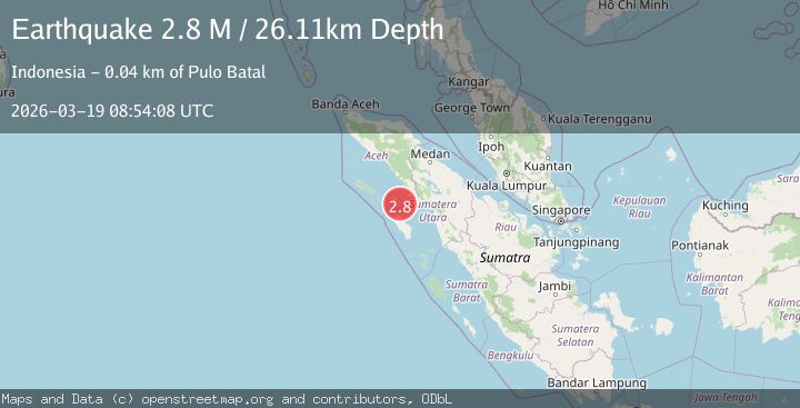 Map of northern Sumatra, Indonesia
