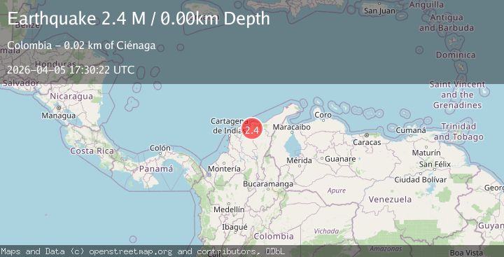 Map of near the north coast of Colombia