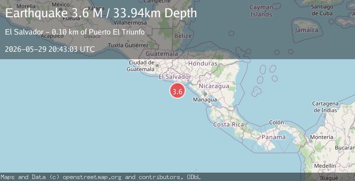 Map of offshore El Salvador