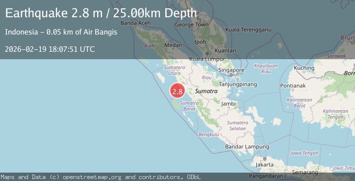 Map of southern Sumatra, Indonesia