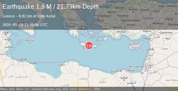Map of Offshore Crete, Greece