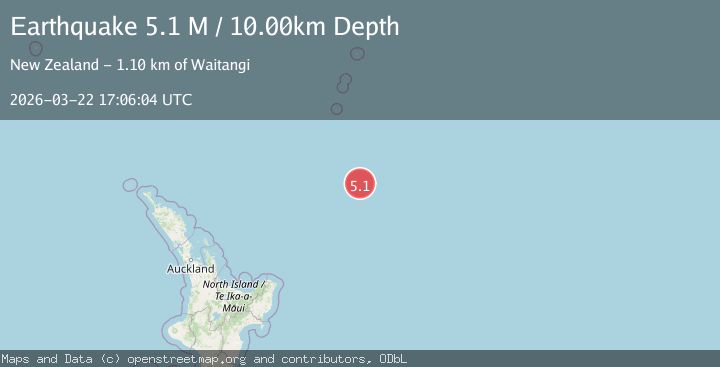 Map of south of the Kermadec Islands