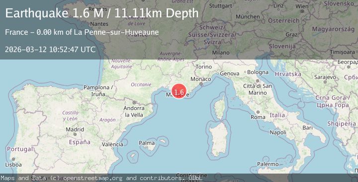 Map of near the south coast of France