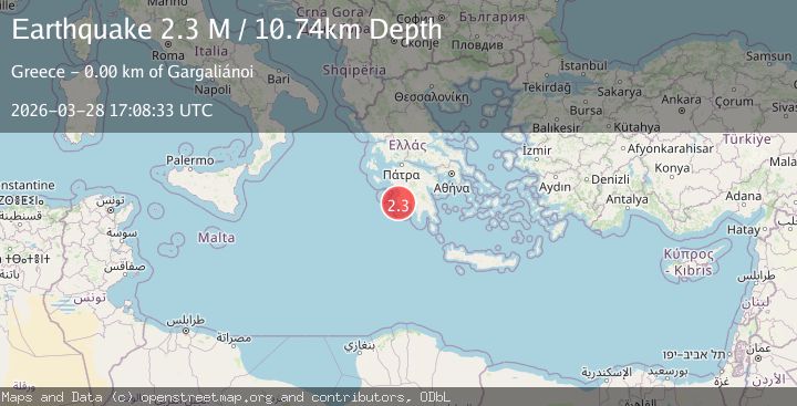 Map of Peloponnese Region, Greece