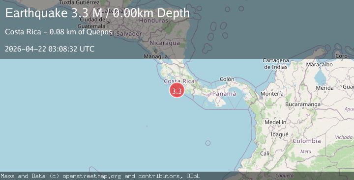 Map of off the coast of Costa Rica