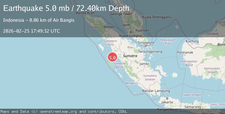 Map of southern Sumatra, Indonesia