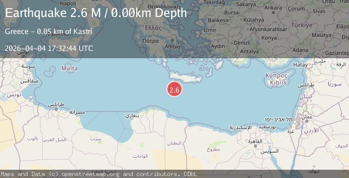 Map of Offshore Crete, Greece