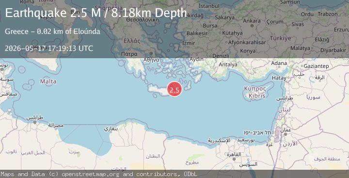 Map of Offshore Crete, Greece