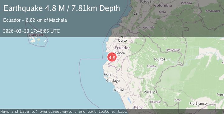 Map of near the coast of Ecuador