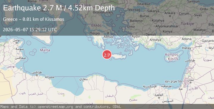 Map of Offshore Crete, Greece