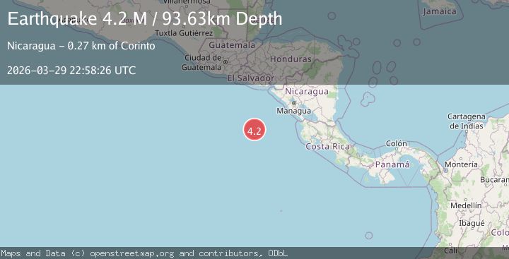 Map of off the coast of Central America