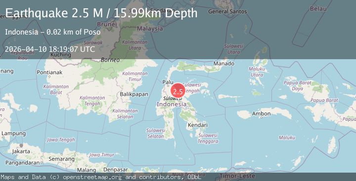 Map of Sulawesi, Indonesia