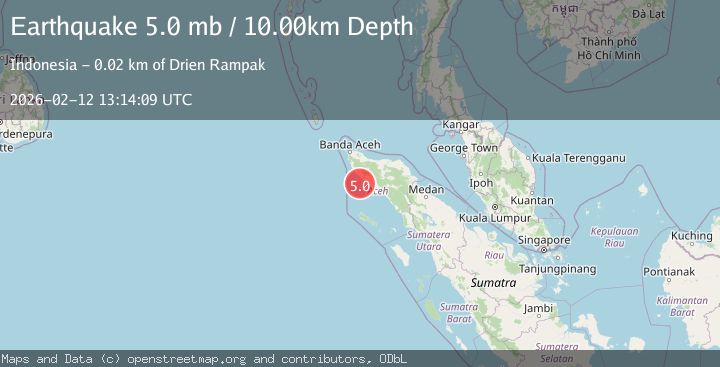 Map of northern Sumatra, Indonesia