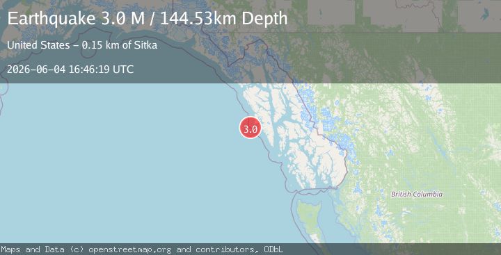 Map of off the coast of Southeastern Alaska