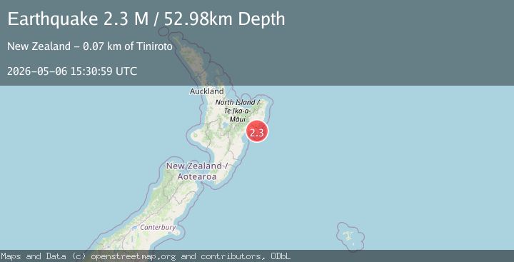 Map of off the east coast of the North Island of New Zealand