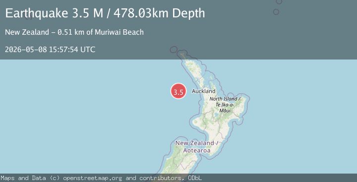 Map of off the west coast of the North Island of New Zealand