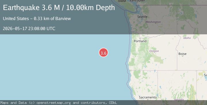 Map of off the coast of Oregon