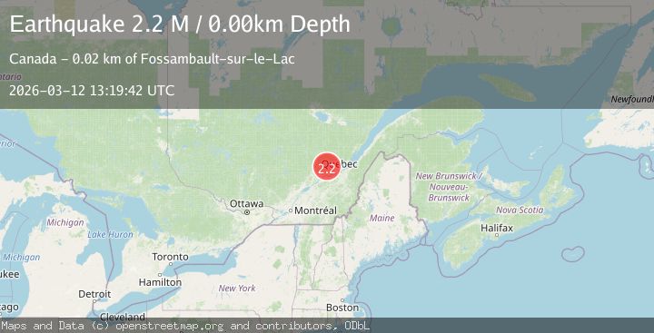 Map of southern Quebec, Canada