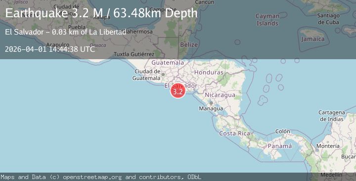 Map of offshore El Salvador