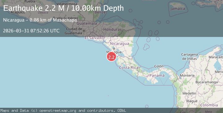 Map of near the coast of Nicaragua