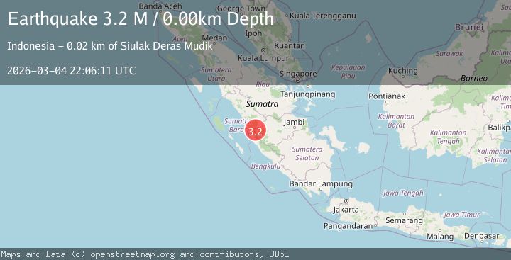 Map of southern Sumatra, Indonesia