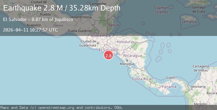 Map of offshore El Salvador