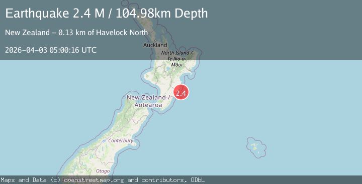 Map of off the east coast of the North Island of New Zealand