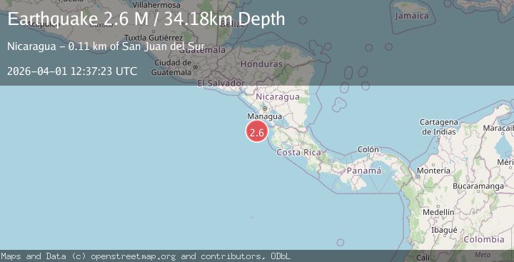 Map of off the coast of Costa Rica
