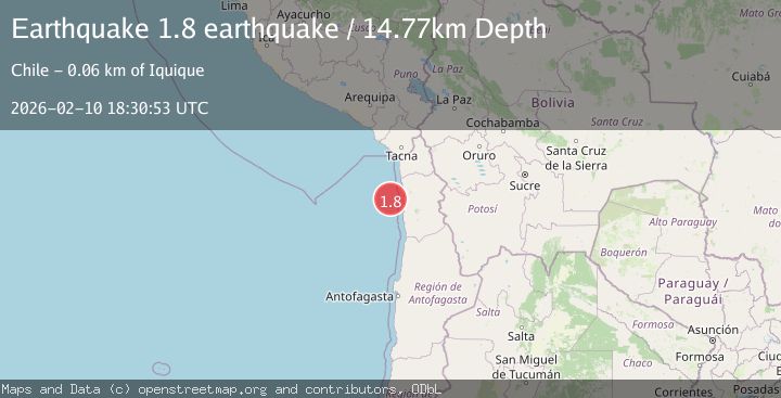 Map of near the coast of Tarapaca, Chile