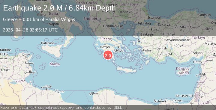 Map of Peloponnese Region, Greece