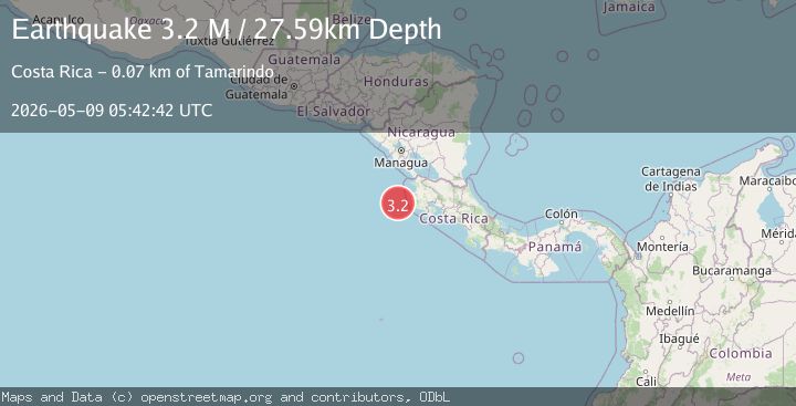 Map of off the coast of Costa Rica