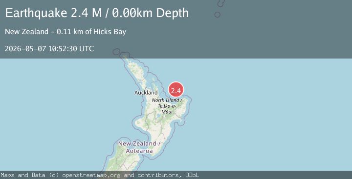 Map of off the east coast of the North Island of New Zealand