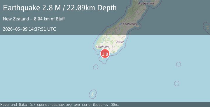 Map of off the west coast of the South Island of New Zealand