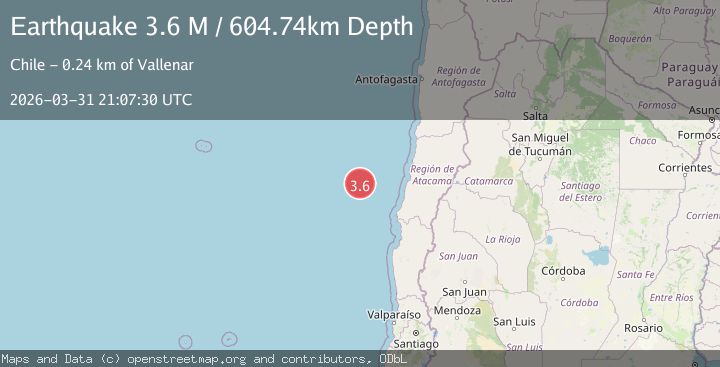 Map of off the coast of Atacama, Chile