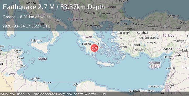 Map of Peloponnese Region, Greece