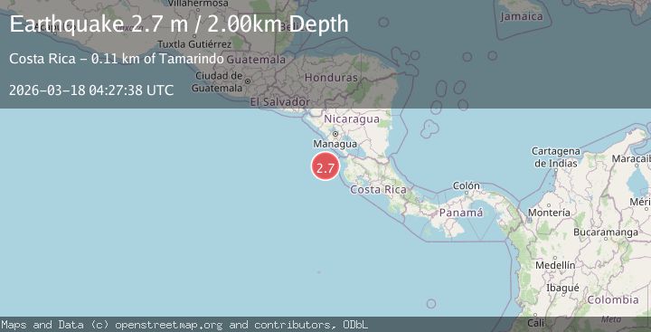 Map of off the coast of Costa Rica