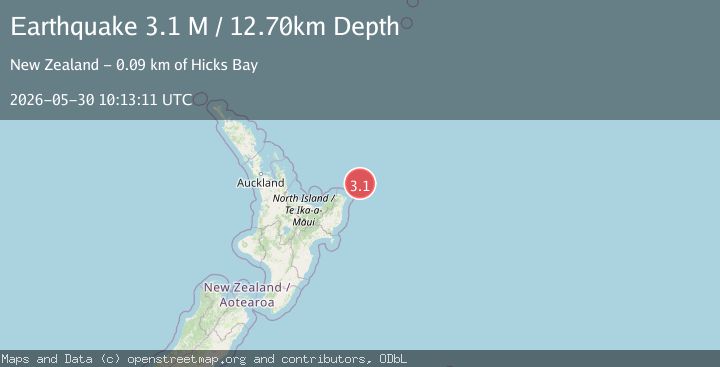Map of off the east coast of the North Island of New Zealand