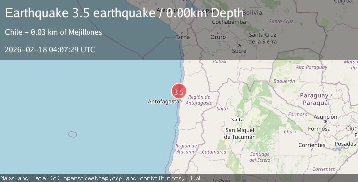 Map of near the coast of Antofagasta, Chile