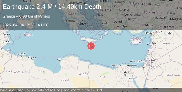 Map of Offshore Crete, Greece